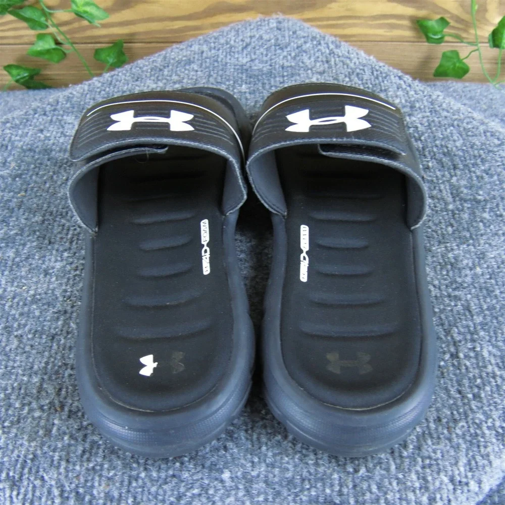 Under Armour Slide  Boys Y 6 Medium Sandal Black Synthetic Hook &‎ Loop